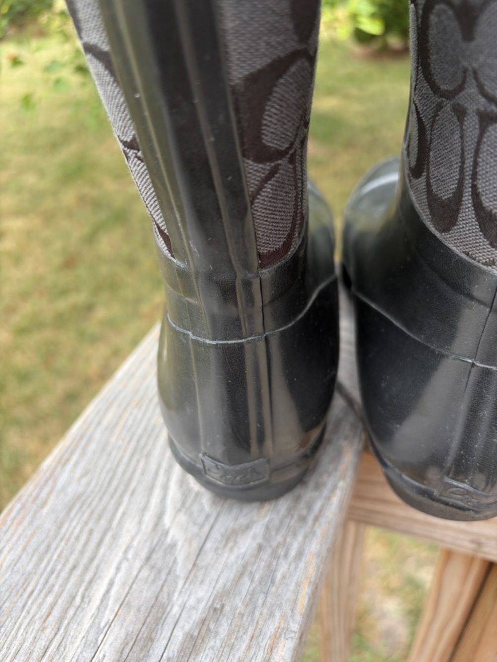 Coach Black Logo-Print Tall Rain Boots - Picture 12 of 13